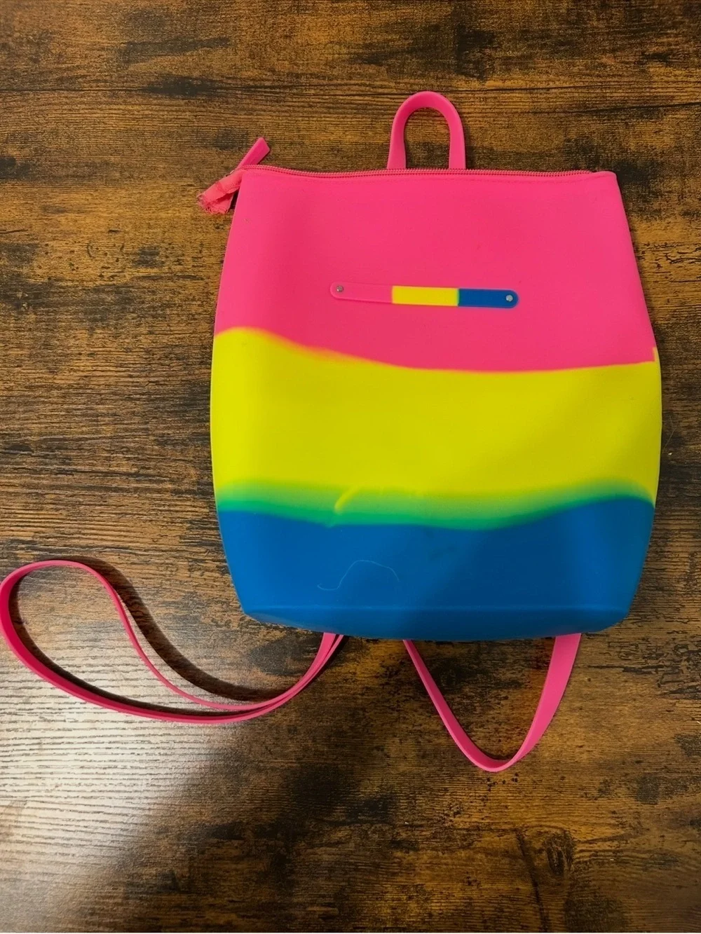 American Jewel Neon Rainbow Silicone Mini Waterproof Backpack Tote Bag Festival